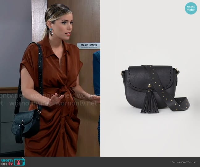 H&M Small Shoulder Bag with Tassel worn by Sasha Gilmore (Sofia Mattsson) on General Hospital