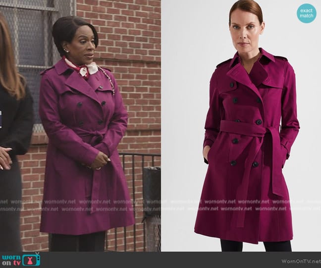 Hobbs London Saskia Shower Resistant Trench Coat worn by Barbara Howard (Sheryl Lee Ralph) on Abbott Elementary