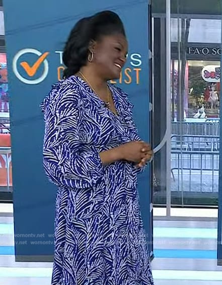 Dr Angela Lamb’s blue printed wrap dress on Today