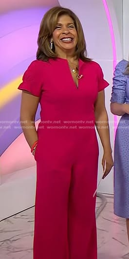 Hoda’s pink short sleeve jumpsuit on Today