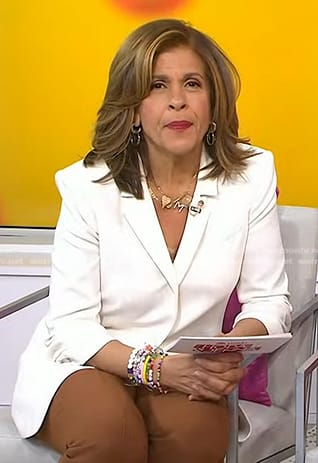 Hoda’s white ruched sleeve blazer on Today