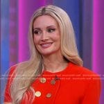 Holly Madison’s orange double breasted jacket and mini skirt on Good Morning America