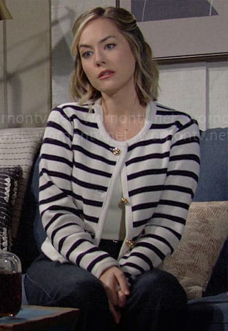 Hope’s striped cardigan on The Bold and the Beautiful