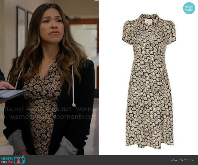 HVN Morgan Dress worn by Nell Serrano (Gina Rodriguez) on Not Dead Yet