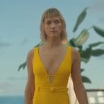 Imogene’s yellow belted swimsuit on Death and Other Details