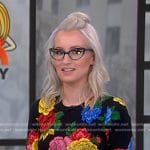 Ingrid Michaelson’s black floral fitted dress on Today