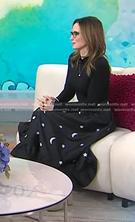 Ingrid Michaelson's black star and moon print skirt on Today