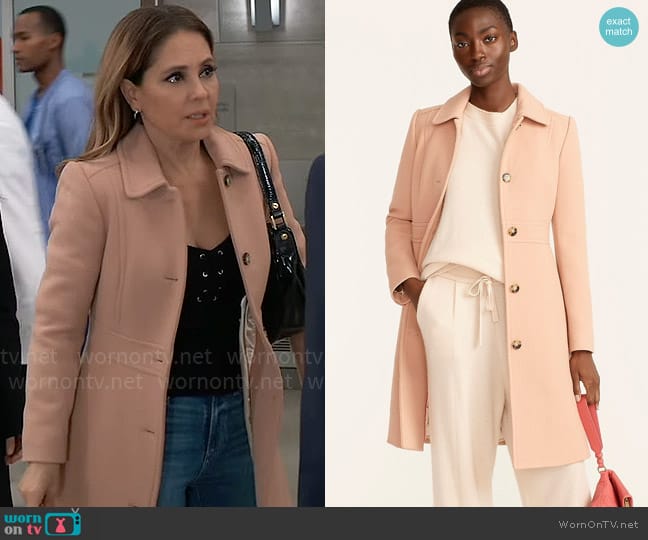 J. Crew Lady Day Coat in Warm Taupe worn by Olivia Falconeri (Lisa Lo Cicero) on General Hospital