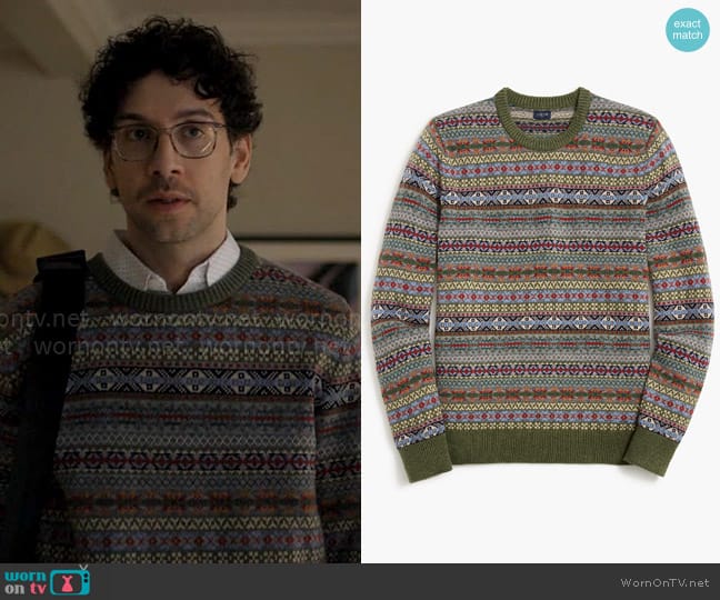 J. Crew Lambswool-blend Fair Isle sweater worn by Edward (Rick Glassman) on Not Dead Yet