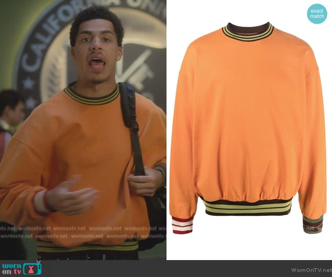 Jacquemus Le Lasso stripe-trim sweatshirt worn by Andre Johnson, Jr. (Marcus Scribner) on Grown-ish