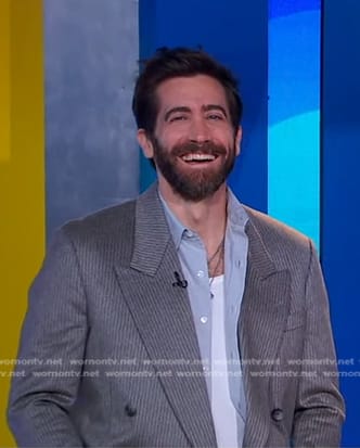 Jake Gyllenhaal’s grey striped blazer on Good Morning America