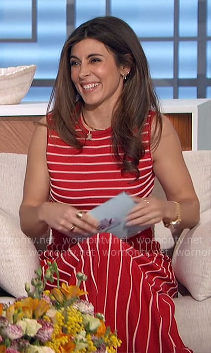 Jamie-Lynn Sigler's red striped top and skirt set on The Talk