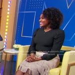 Janai’s beige fringed skirt on Good Morning America