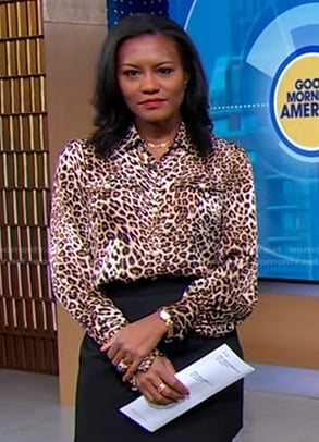 Janai's leopard print blouse on Good Morning America