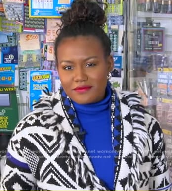 Janai’s geometric fringe trim cardigan on Good Morning America