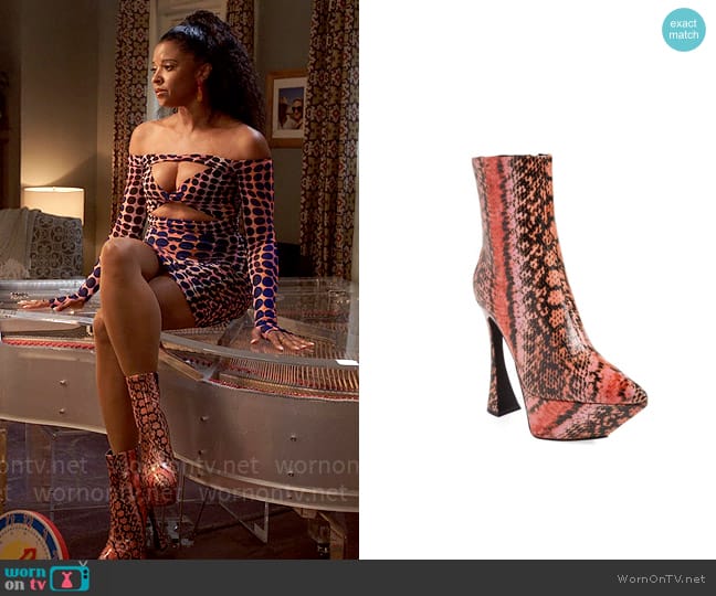 Jeffrey Campbell PWR-Chord Platform Bootie worn by Wickie Roy (Renée Elise Goldsberry) on Girls5eva