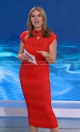 Jenna's red textured Midi dress on Today