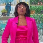 Jennifer’s pink corduroy blazer and pants on The Jennifer Hudson Show