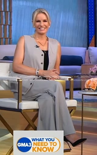 Jennifer’s grey oversized vest and pants on Good Morning America