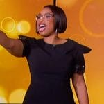 Jennifer’s black buckle sleeve jumpsuit on The Jennifer Hudson Show