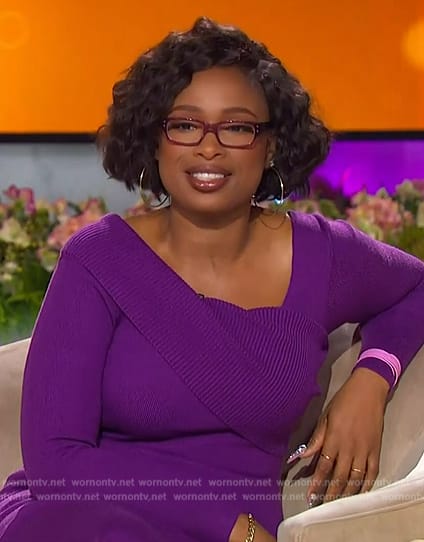 Jennifer's purple ribbed dress on The Jennifer Hudson Show