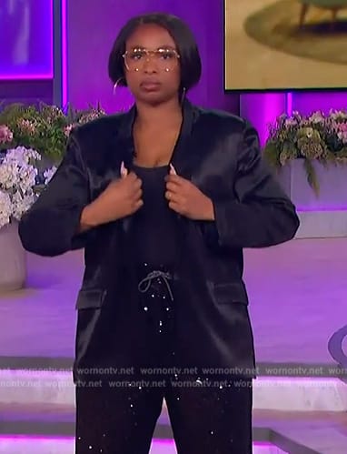 Jennifer's black sequin joggers on The Jennifer Hudson Show