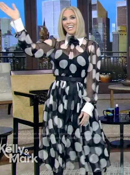 Jenny McCarthy’s black sheer polka dot dress on Live with Kelly and Mark