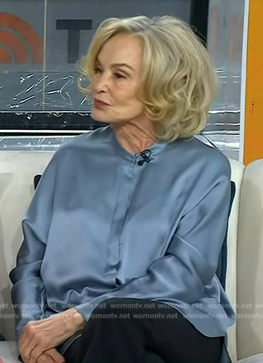 Jessica Lange’s blue satin blouse on Today