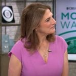 Jill Schlesinger’s pink v-neck sheath dress on CBS Mornings