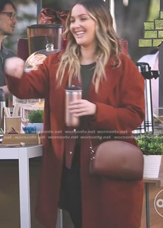 Jo's brown coat and shoulder bag on Greys Anatomy