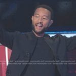 John Legend’s black embellished bomber jacket on The Voice