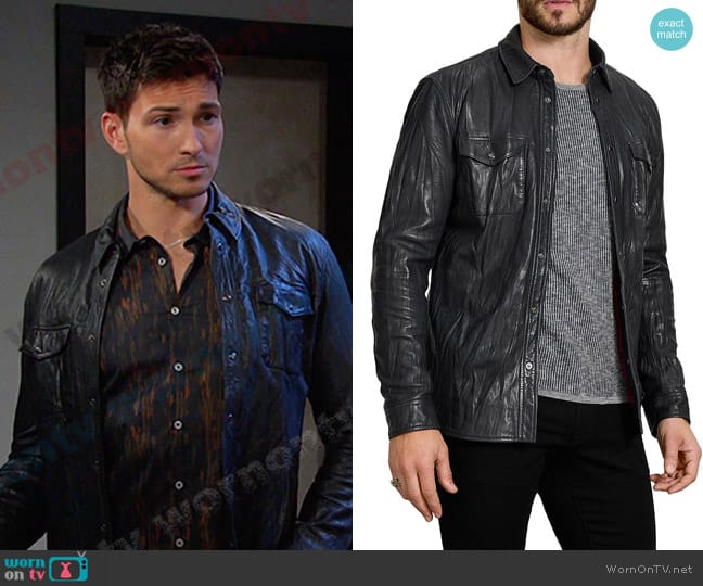 John Varvatos Lionel Slim Fit Leather Jacket worn by Alexander Kiriakis (Robert Scott Wilson) on Days of our Lives