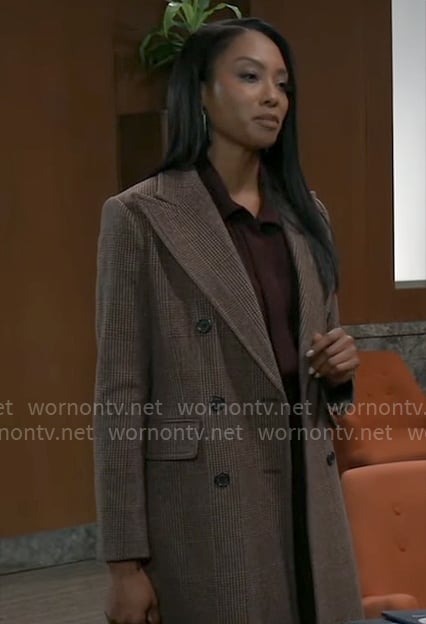 Jordan’s brown plaid coat on General Hospital