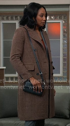 Jordan’s brown plaid coat on General Hospital