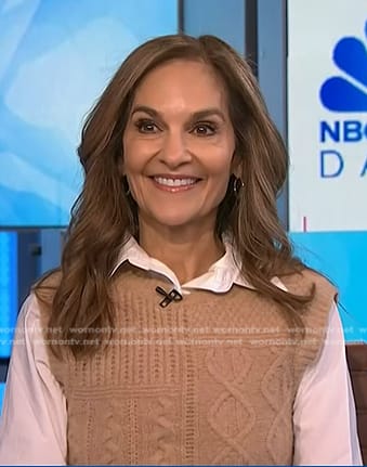Joy Bauer’s beige cable knit vest  on NBC News Daily