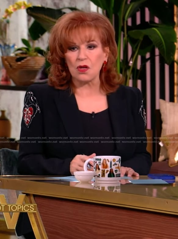 Joy's black heart embellished blazer on The View