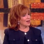 Joy’s navy button jacket on The View