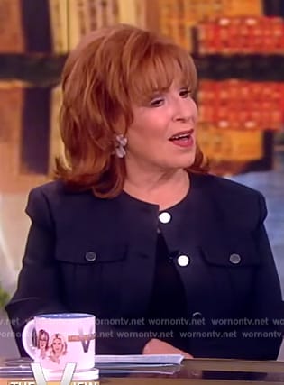 Joy's navy button jacket on The View