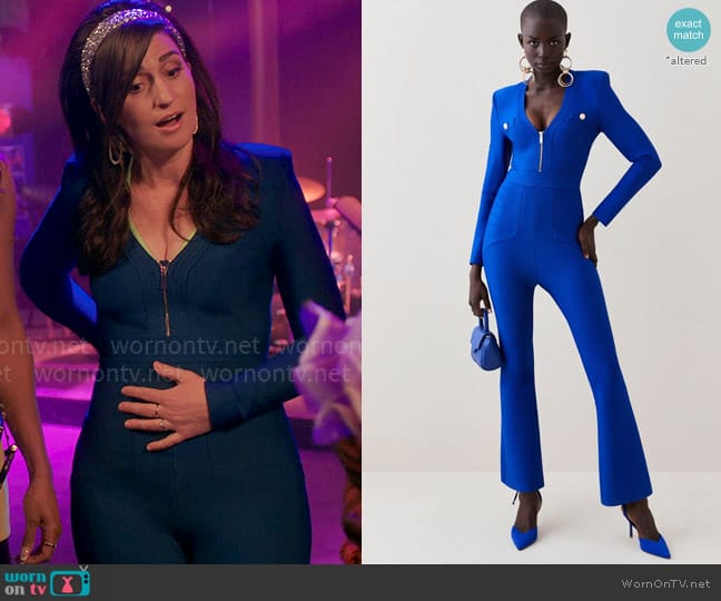 Karen Millen Bandage Knitted Jumpsuit worn by Dawn Solano (Sara Bareilles) on Girls5eva