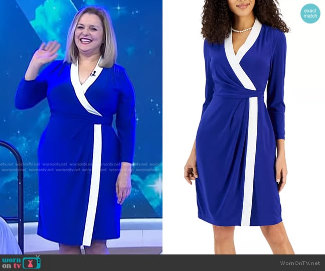 Kasper Colorblocked Faux-Wrap Sheath Dress worn by Dr. Carol Ash on Today