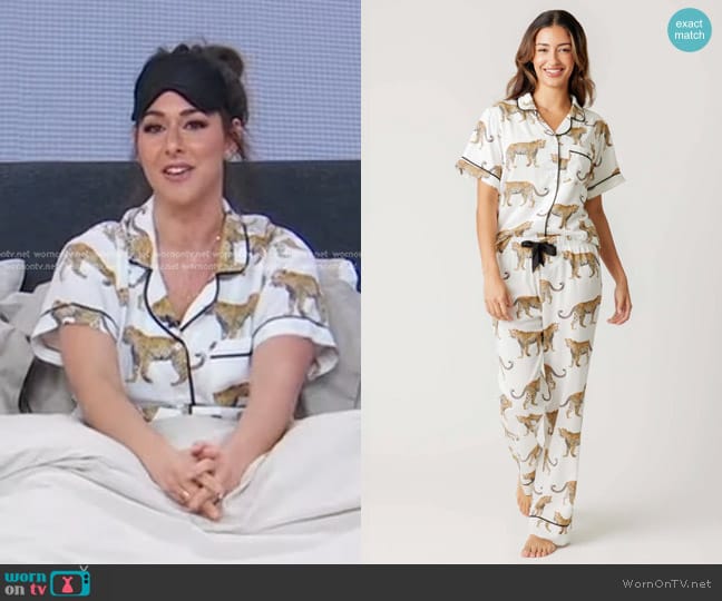 Katie Kime Cheetah Pajama Pants Set worn by Erielle Reshef on Good Morning America