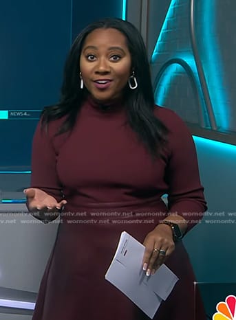 Kay's burgundy mixed media dress on NBC News Daily