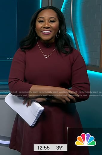 Kay’s burgundy mixed media dress on NBC News Daily