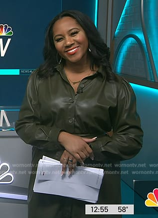 Kay’s green leather shirt dress on NBC News Daily