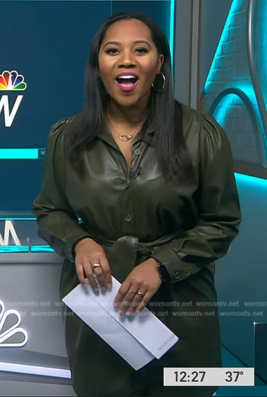 Kay’s green leather shirt dress on NBC News Daily