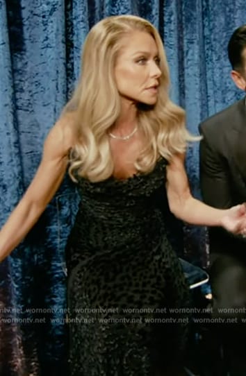 Kelly's velvet spotted gown on Live with Kelly and Mark