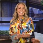 Kelly’s multicolor printed shirtdress on Live with Kelly and Ryan