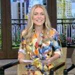 Kelly’s multicolor printed shirtdress on Live with Kelly and Ryan