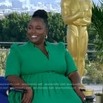 Kelley L. Carter’s green pleated dress on Good Morning America