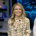 Kelly’s printed tie neck blouse on Live with Kelly and Mark